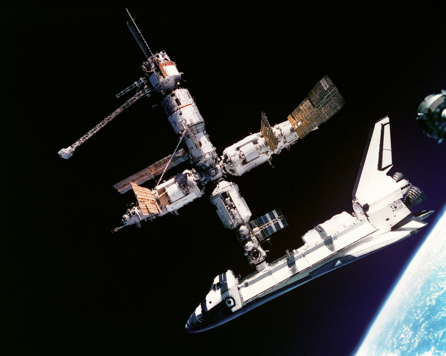 The Space Shuttle Docked with Mir