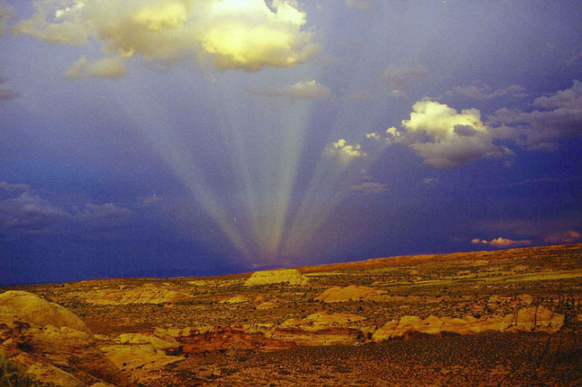 Anticrepuscular Rays Over Horseshoe Canyon