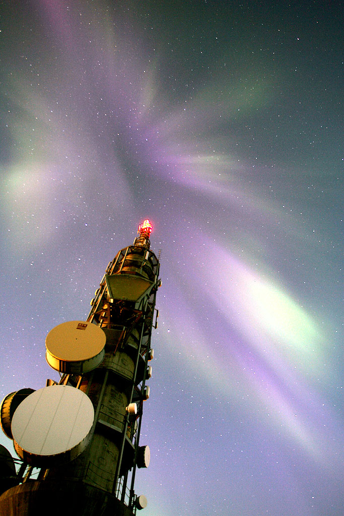 Aurora Over a Communications Tower