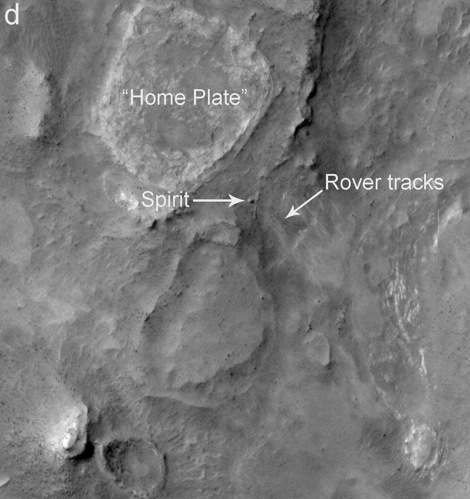 Spirit Rover on Mars Imaged from Orbit