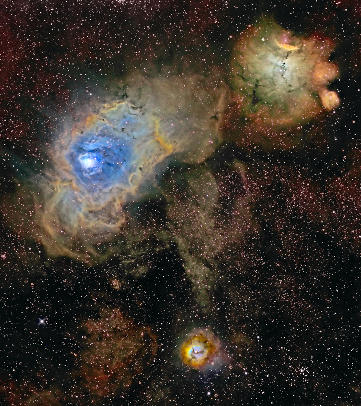 Three Nebulae in Narrow Band