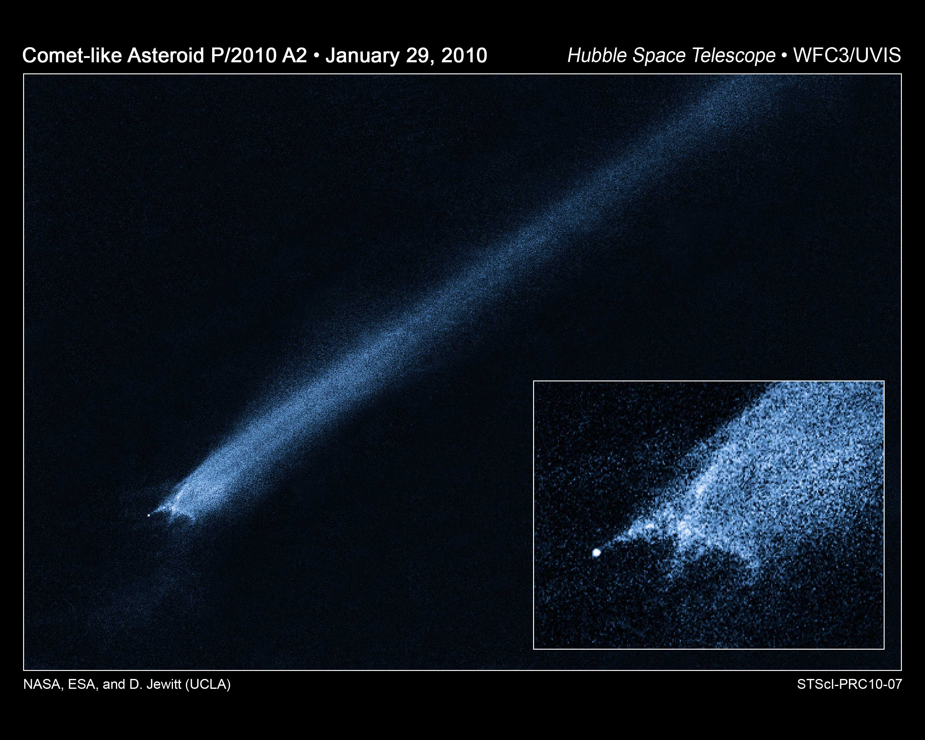 P/2010 A2: Unusual Asteroid Tail Implies Powerful Collision