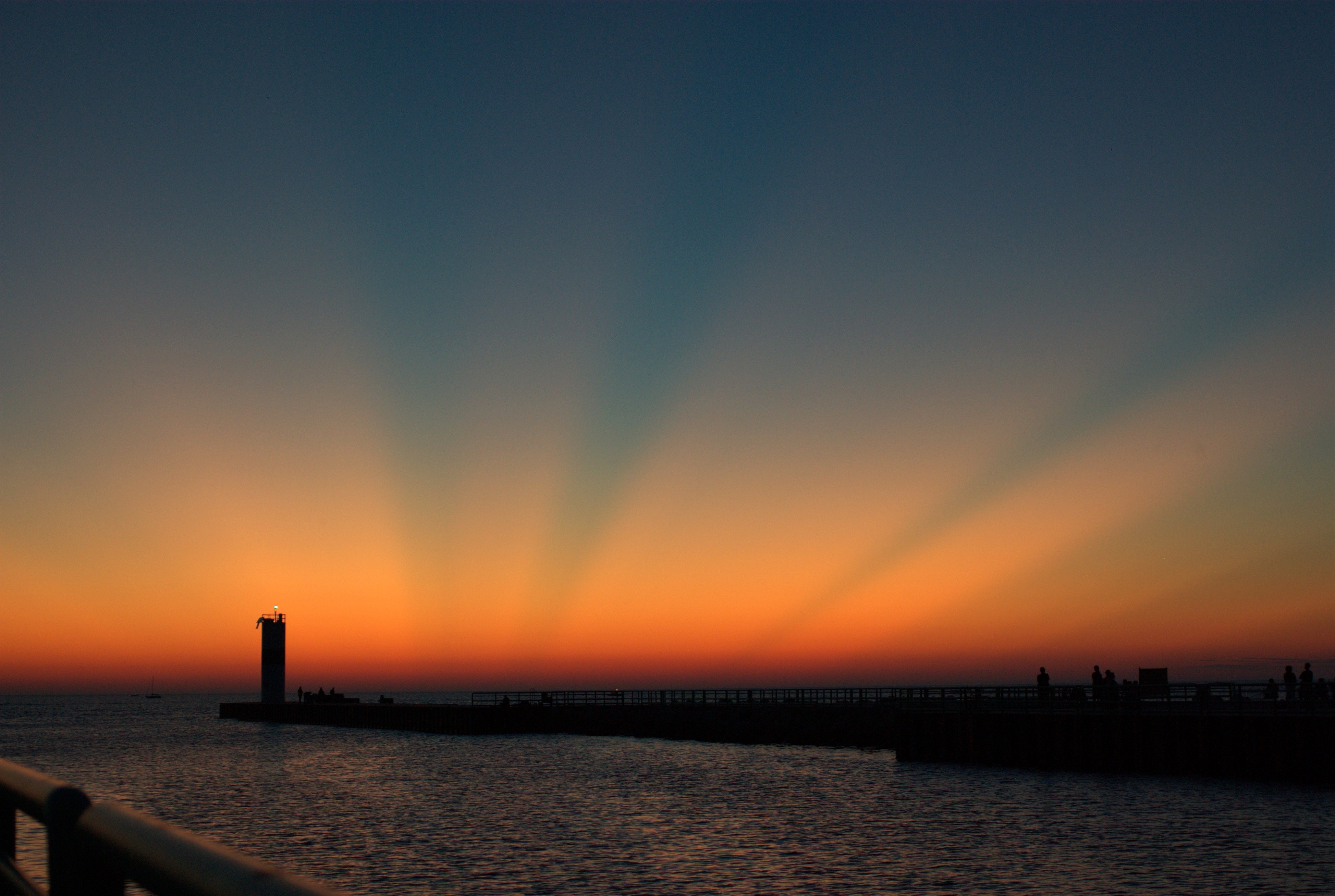 Crepuscular Rays Over Lake Michigan