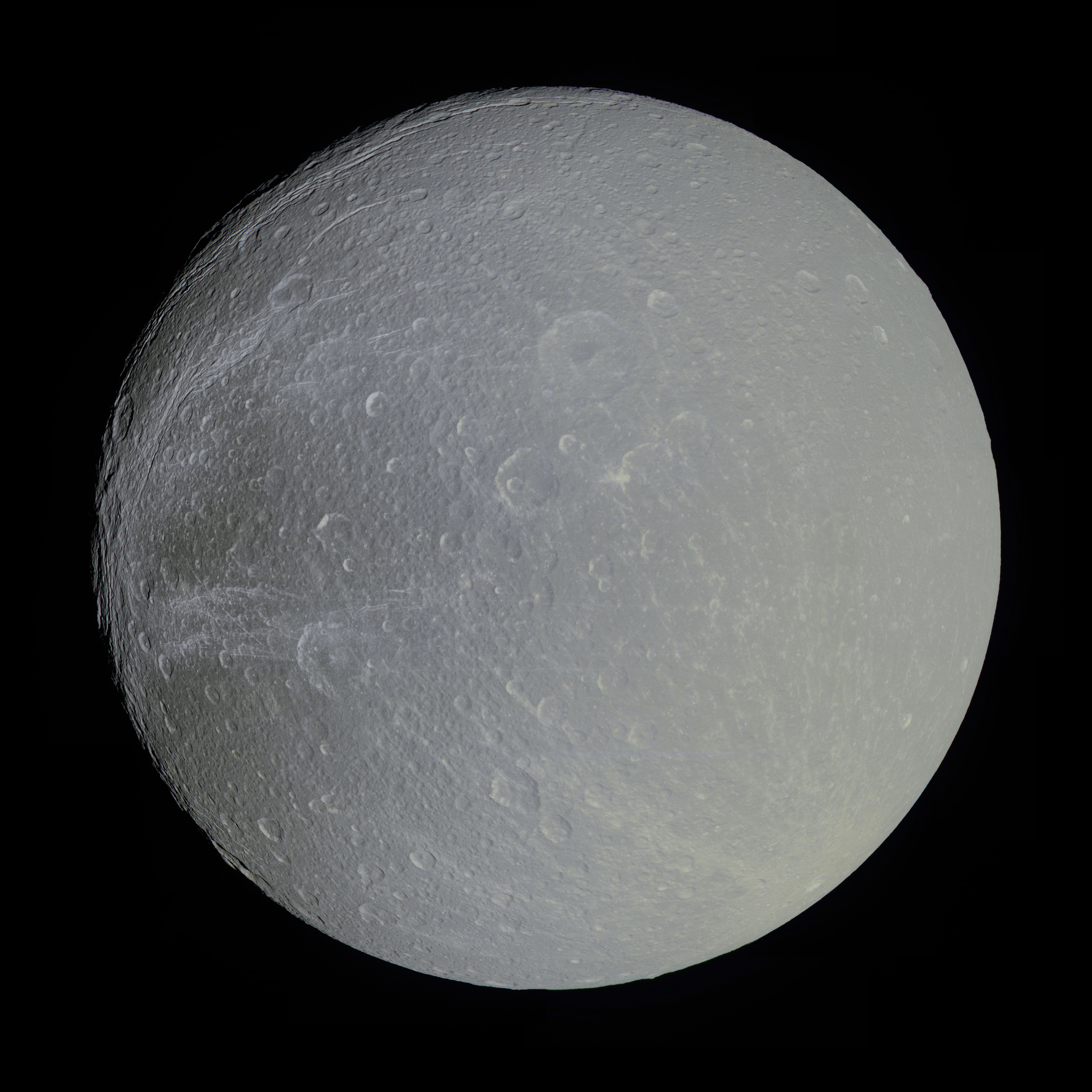 Saturn's Moon Dione in Slight Color