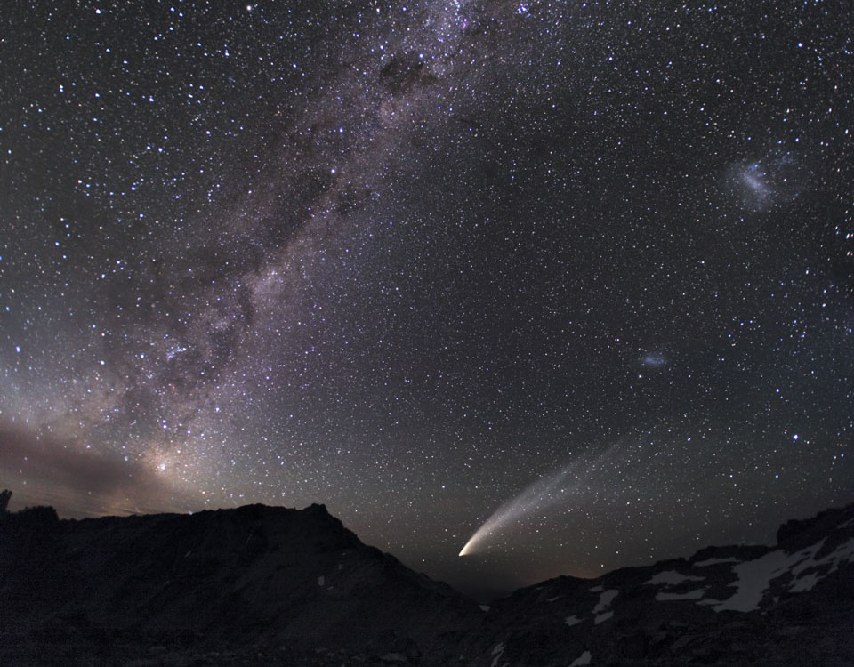 Three Galaxies and a Comet