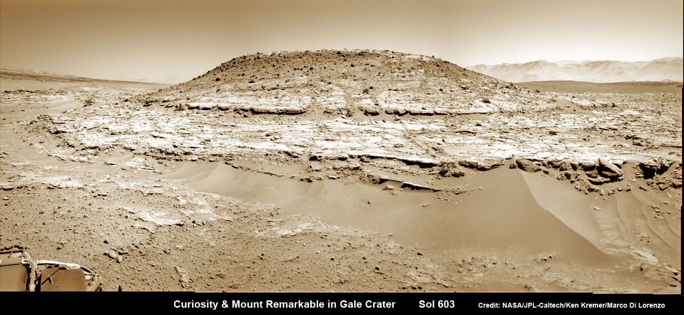 Curiosity Inspects Mt. Remarkable on Mars
