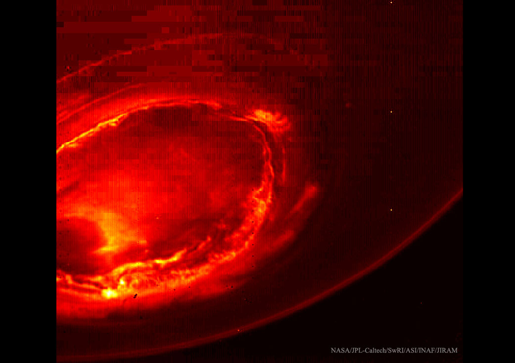 Aurora over Jupiter's South Pole from Juno