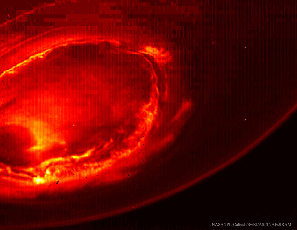 Aurora over Jupiter's South Pole from Juno