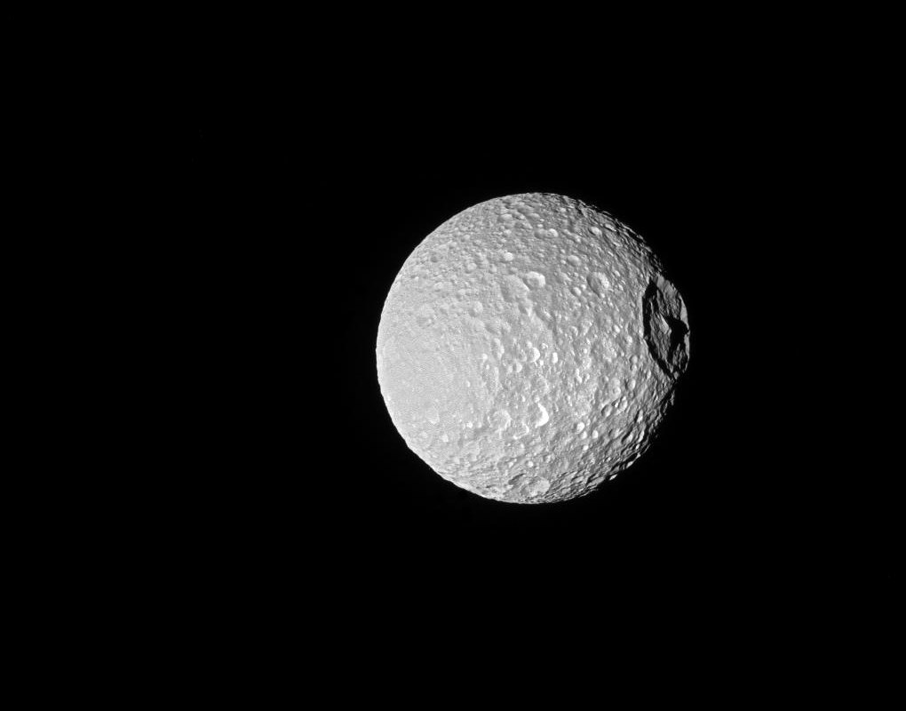 Mimas, Crater, and Mountain
