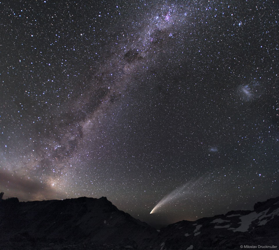 Three Galaxies and a Comet