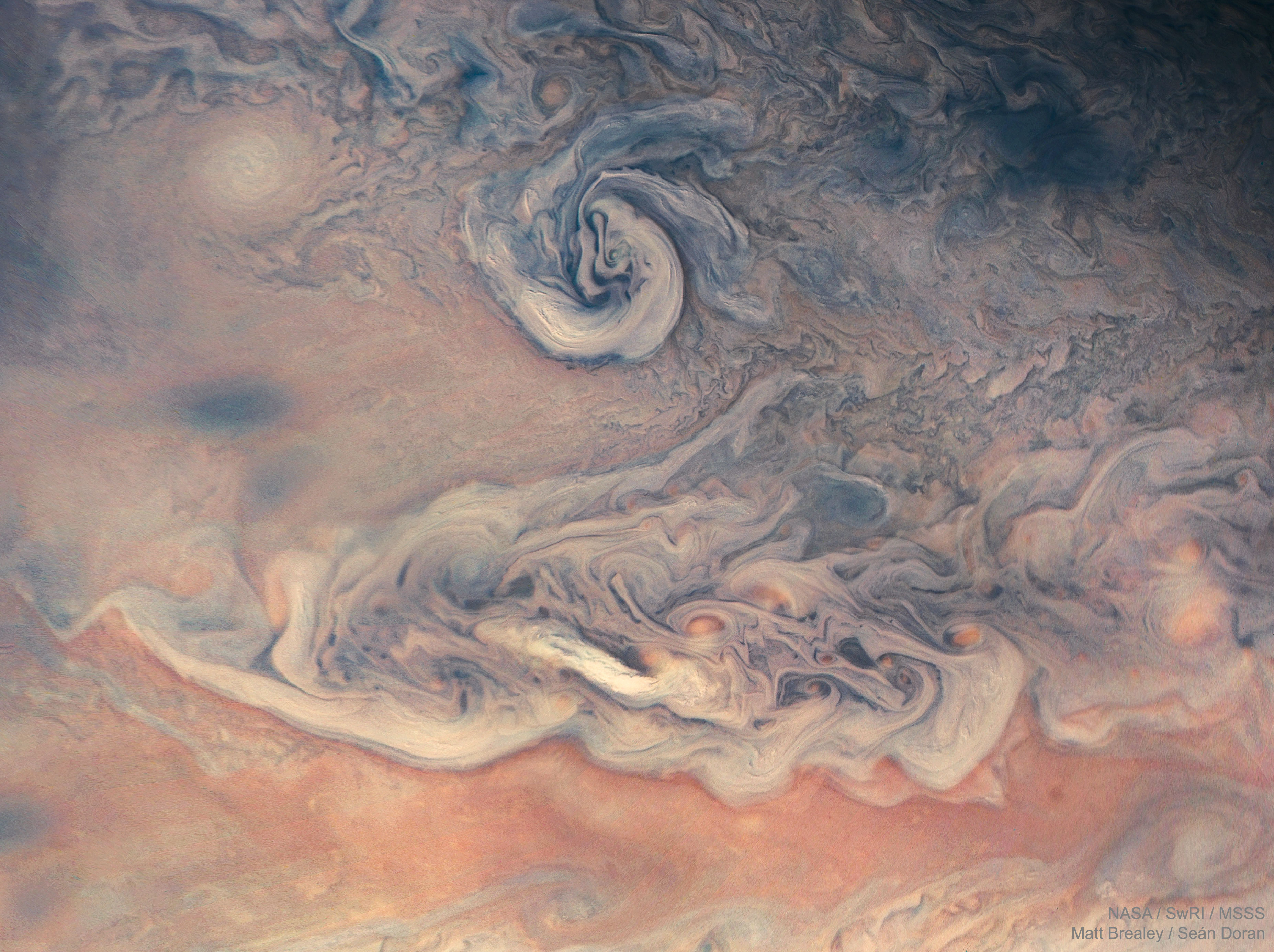 Swirls and Colors on Jupiter from Juno