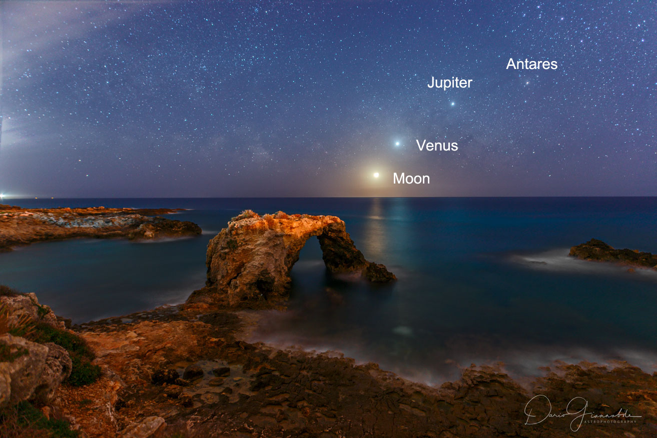 Celestial Alignment over Sicilian Shore