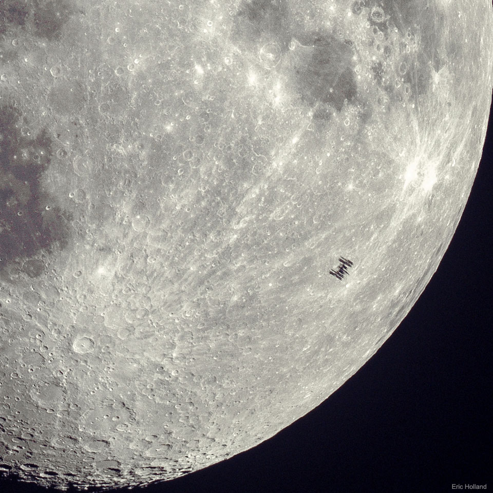 Space Station Silhouette on the Moon