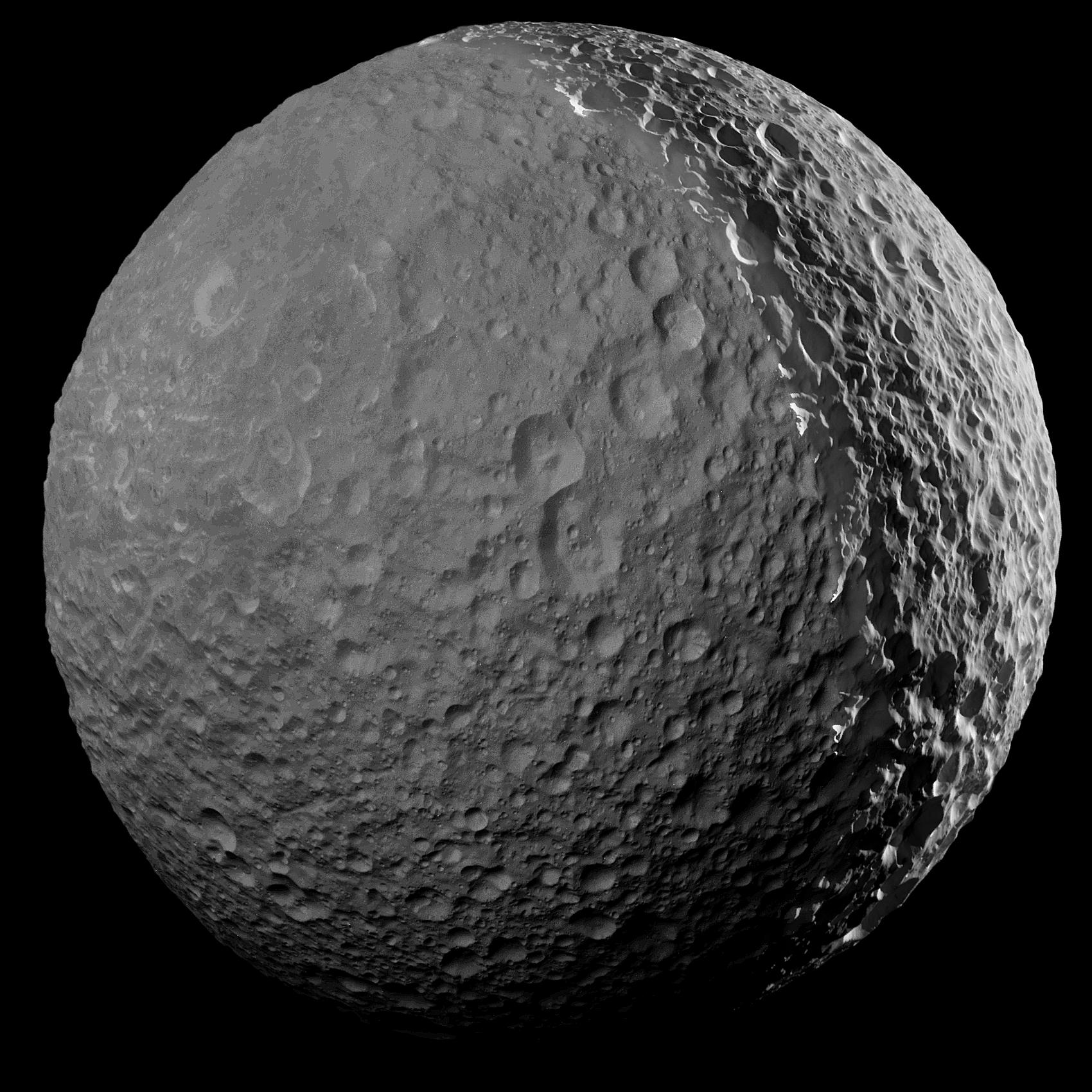 Mimas in Saturnlight