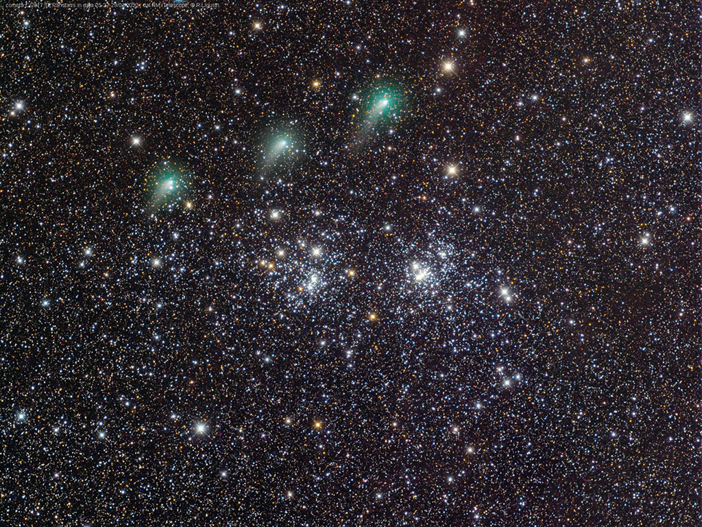 Two Clusters and a Comet