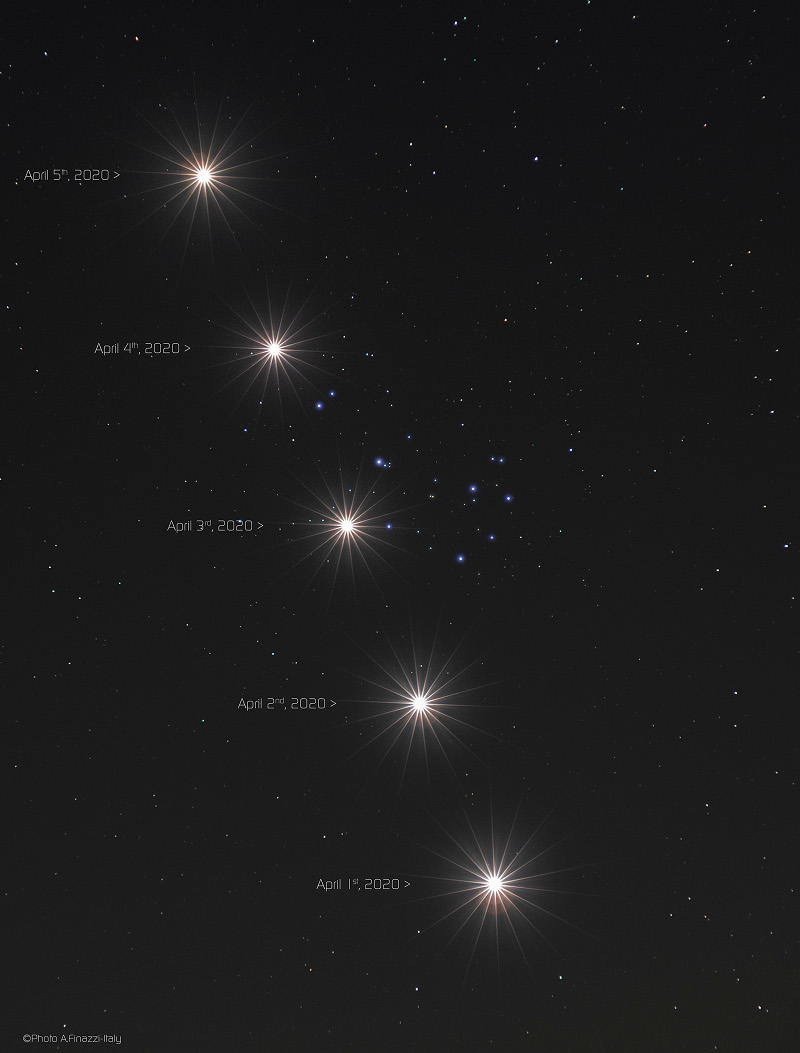Venus and the Pleiades in April