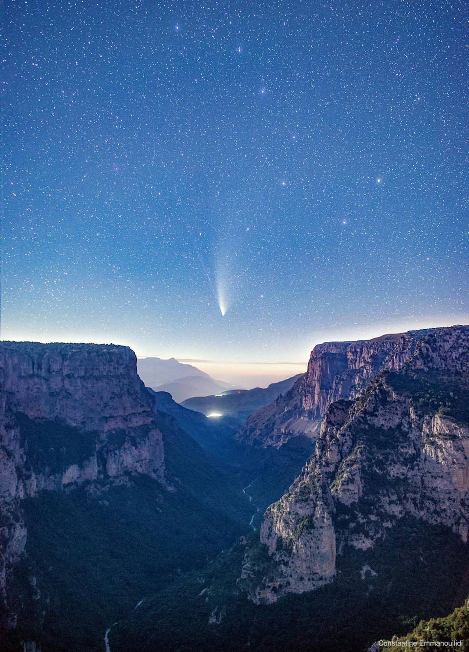Comet NEOWISE over Vikos Gorge