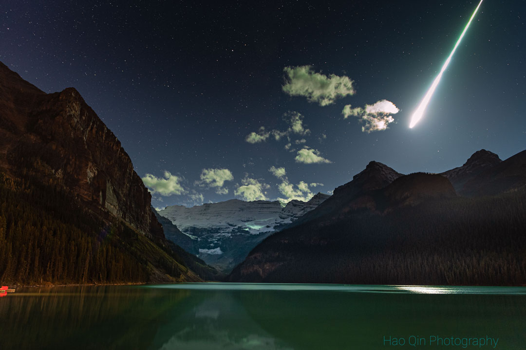 Fireball over Lake Louise
