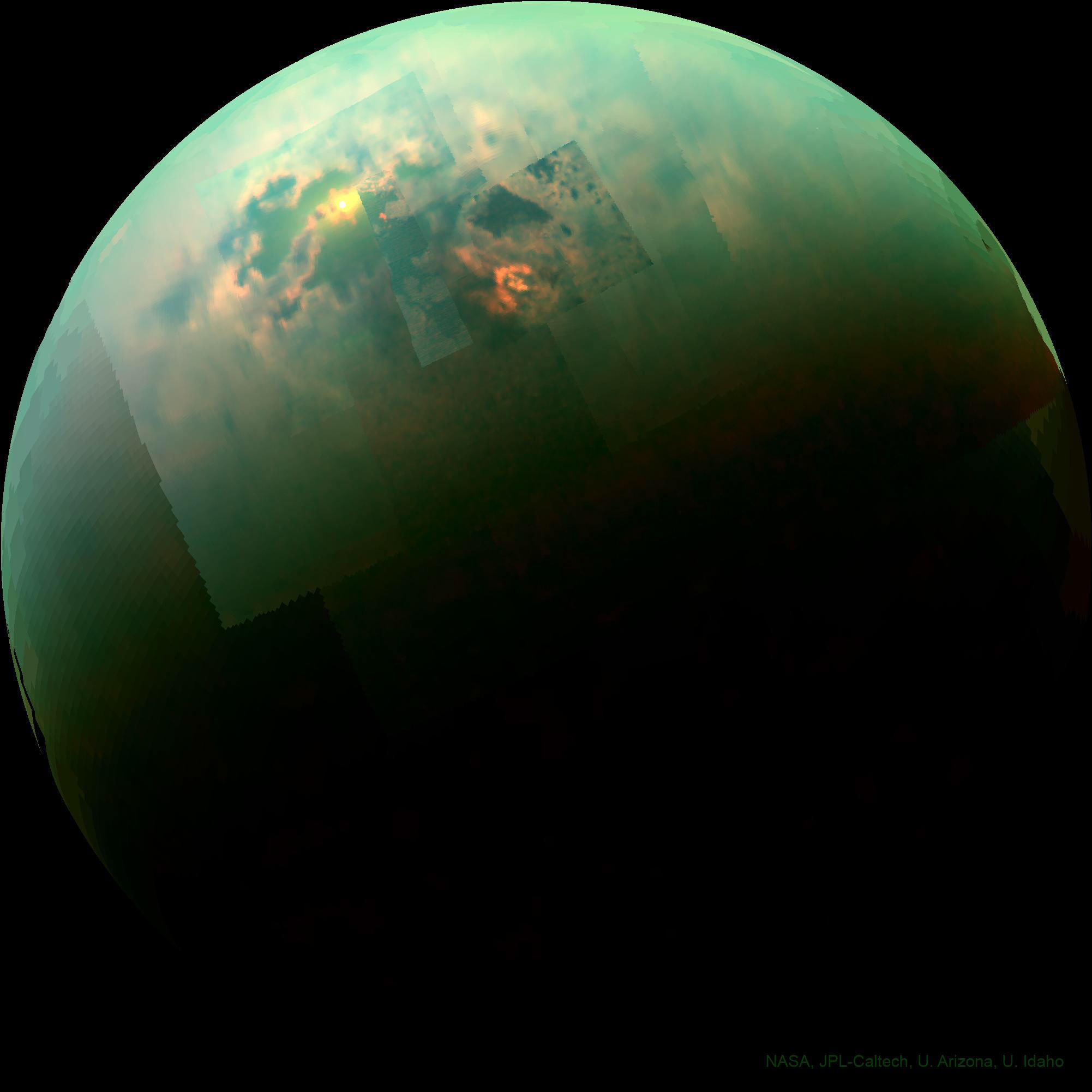 Titan Seas Reflect Sunlight