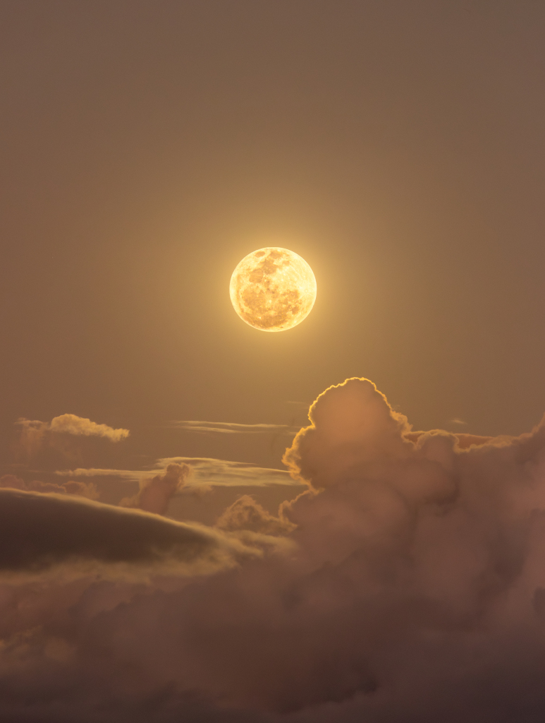 Clouds and the Golden Moon