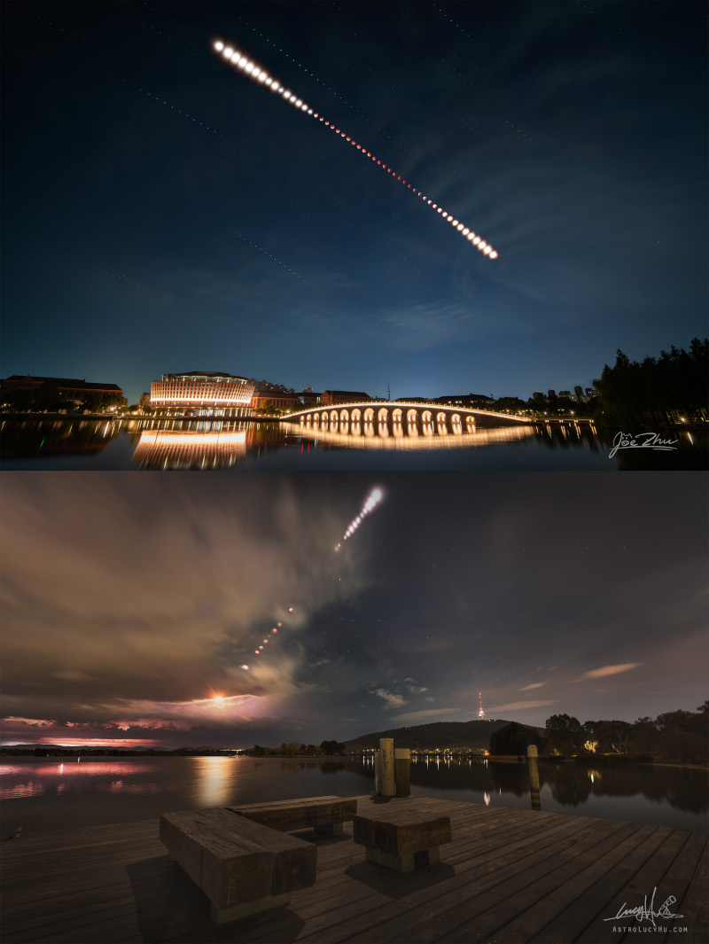 Lunar Eclipse in Two Hemispheres