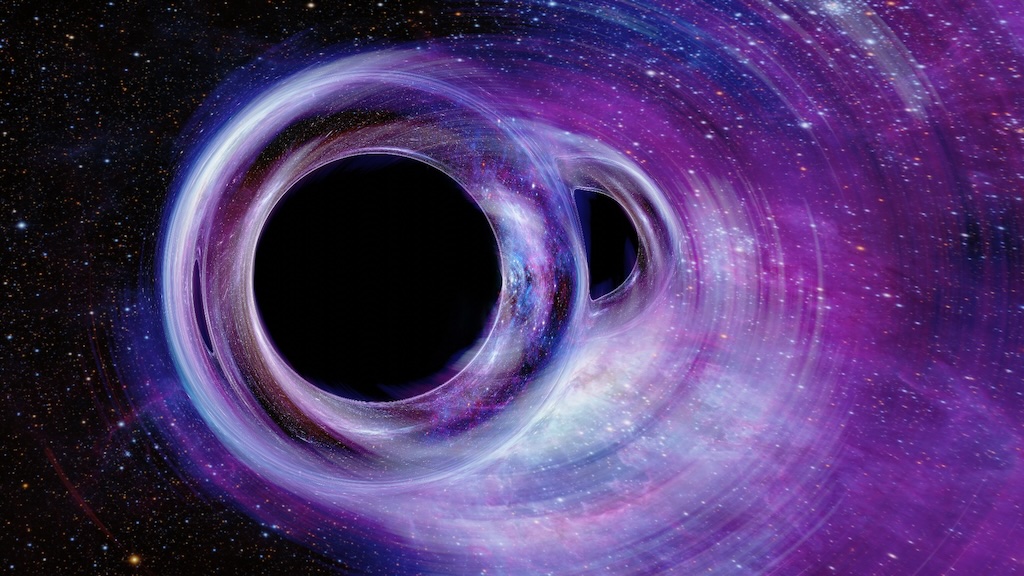 Caught in the Web: Visualization of a Black Hole Merger in the Tarantula Nebula