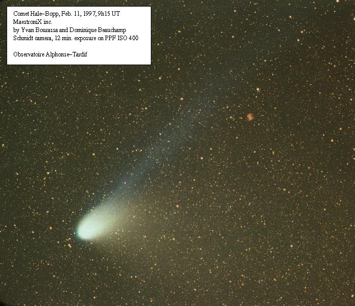 Comet Hale-Bopp and the Dumbbell Nebula
Credit and Copyright: