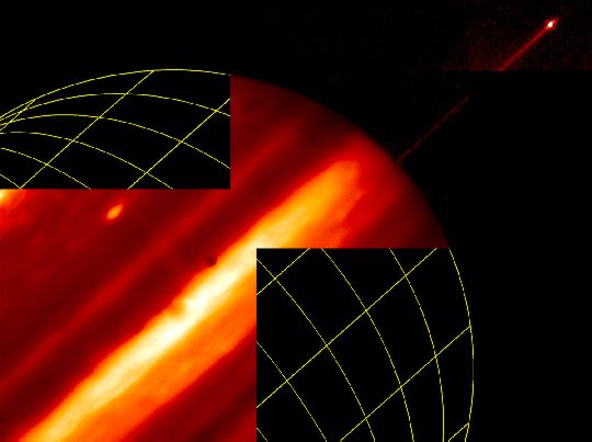 Jupiter: Moon, Ring, and Clouds