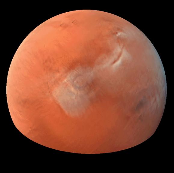 Clouds Over Tharsis on Mars