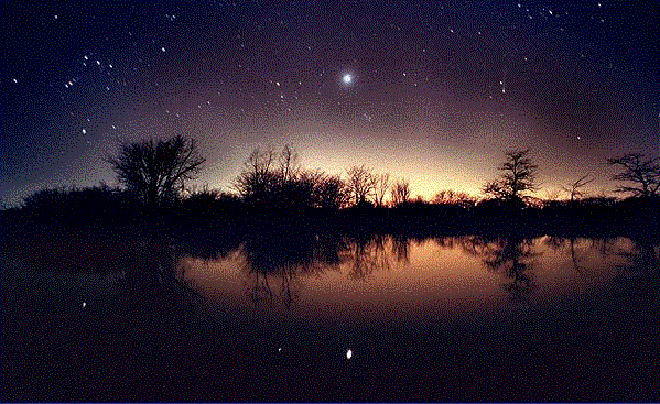 Hyakutake, Venus, Orion, and Pond