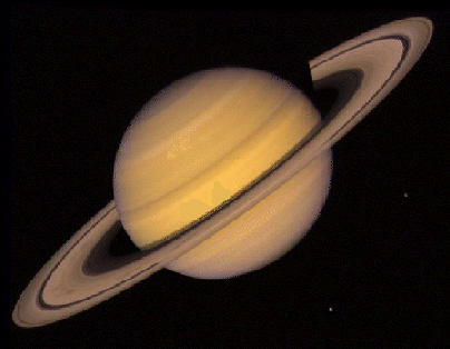Saturn, Rings, and Two Moons